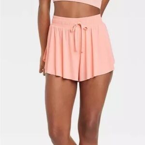 Joy Lab Women's Mid Rise Double Layer Run Shorts Peach Orange Pink Size Small